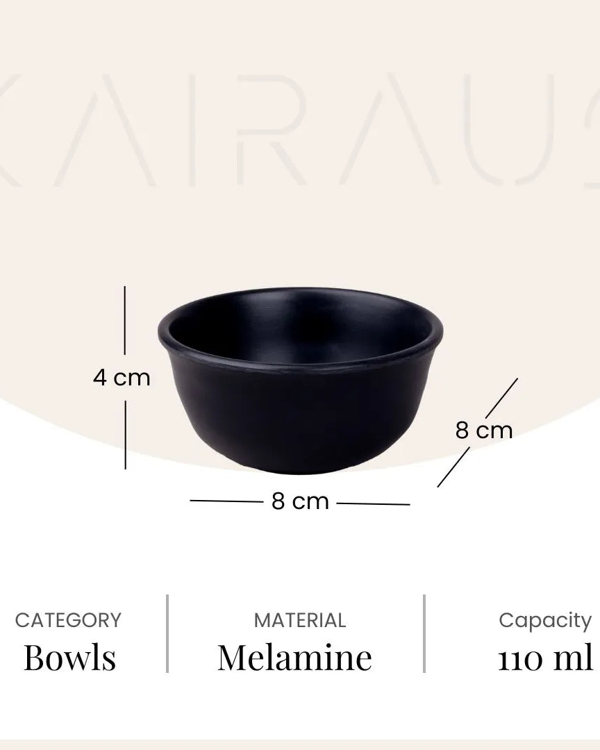 Four-piece black melamine bowl set
