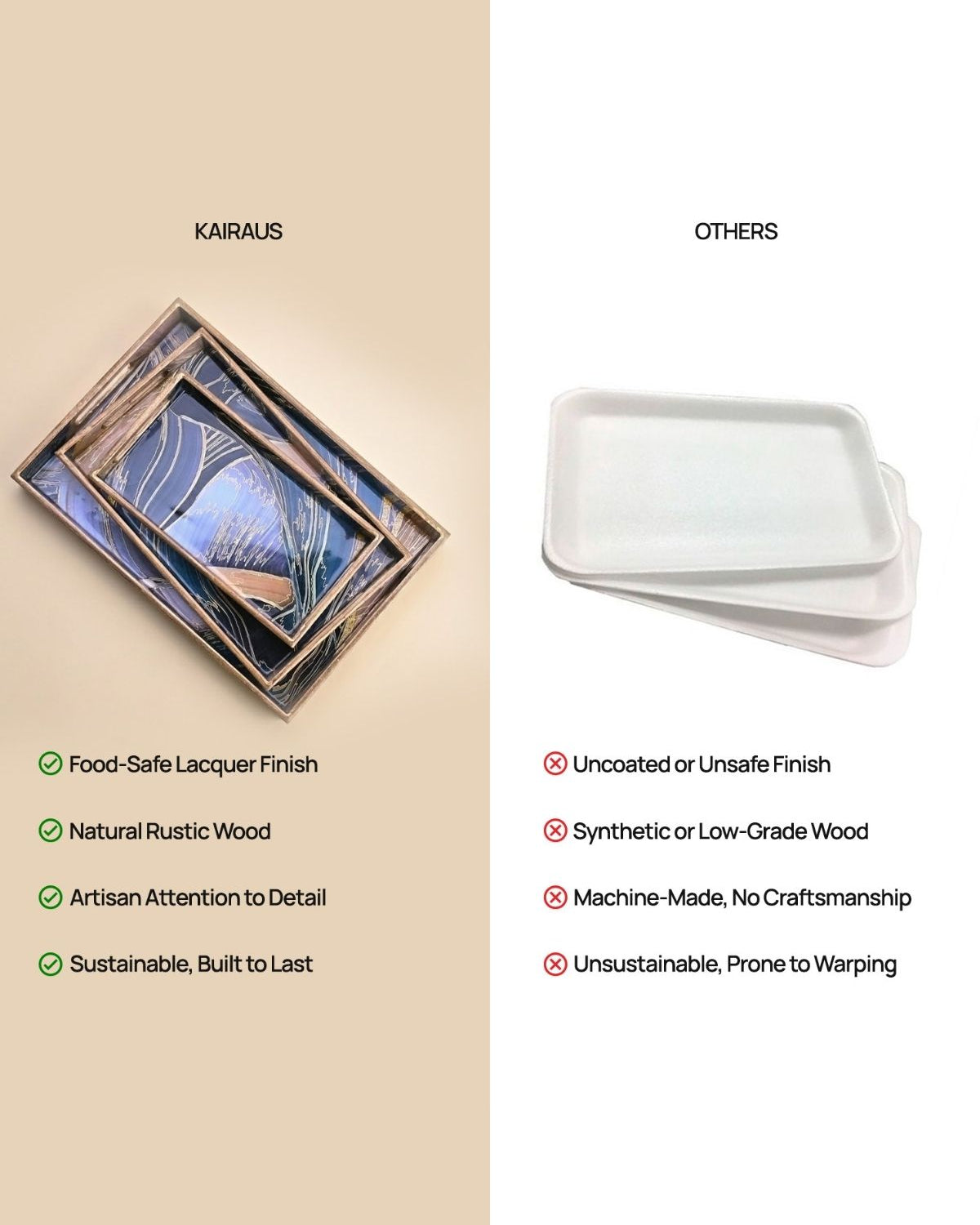 Midnight Mystery serving trays displayed on a tabletop