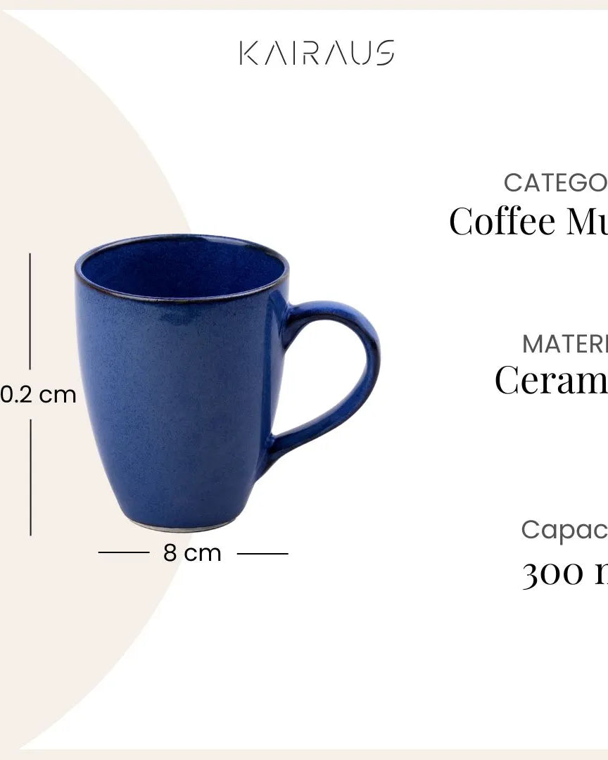 Midnight Sea Ceramic Coffee Mug Set of 6 Displayed Together