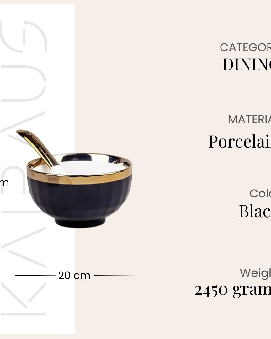 Decorative gold-accented porcelain bowl set