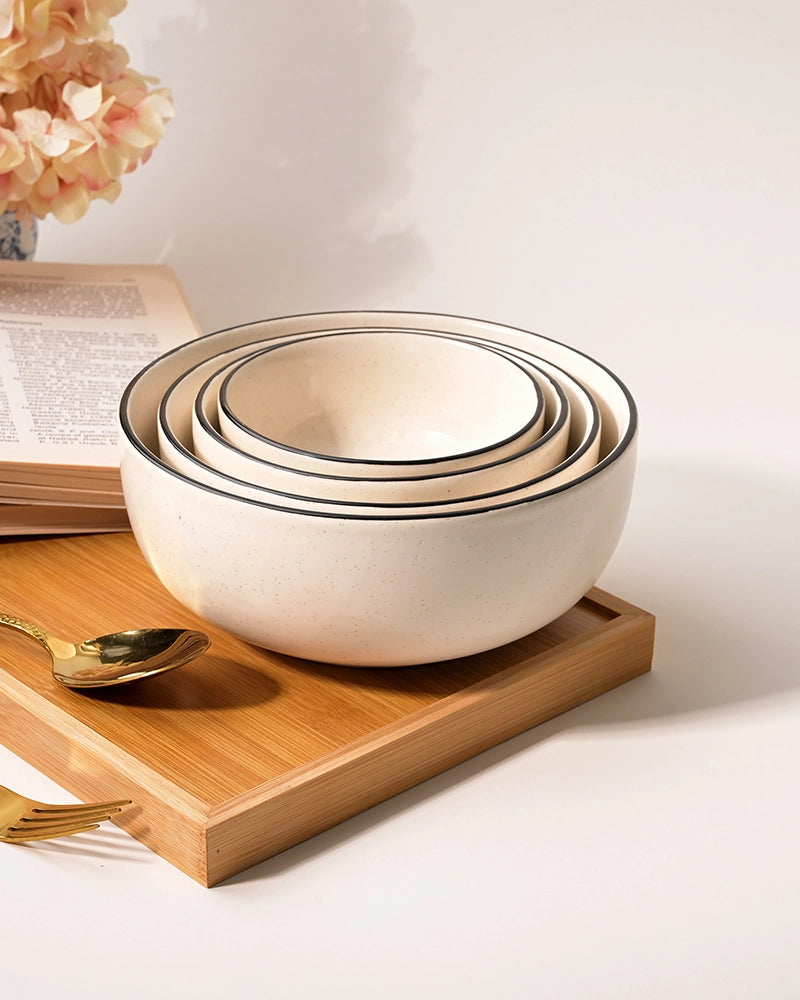 Midnight matte ceramic serving bowls set of 4