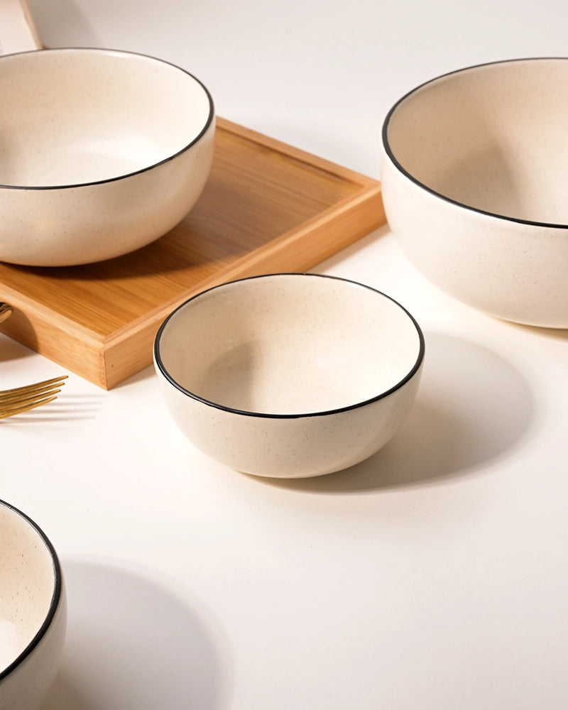 Set of four midnight matte ceramic bowls