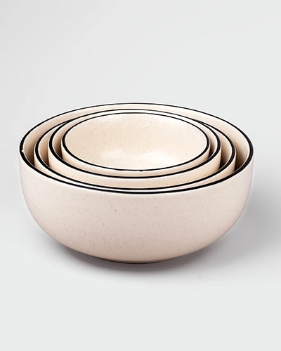 Midnight black ceramic bowls for dining table