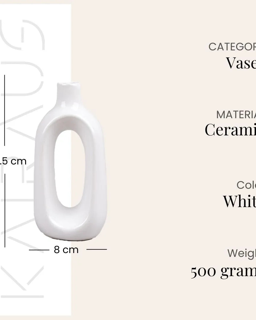 Decorative minimalist vase with a clean white finish