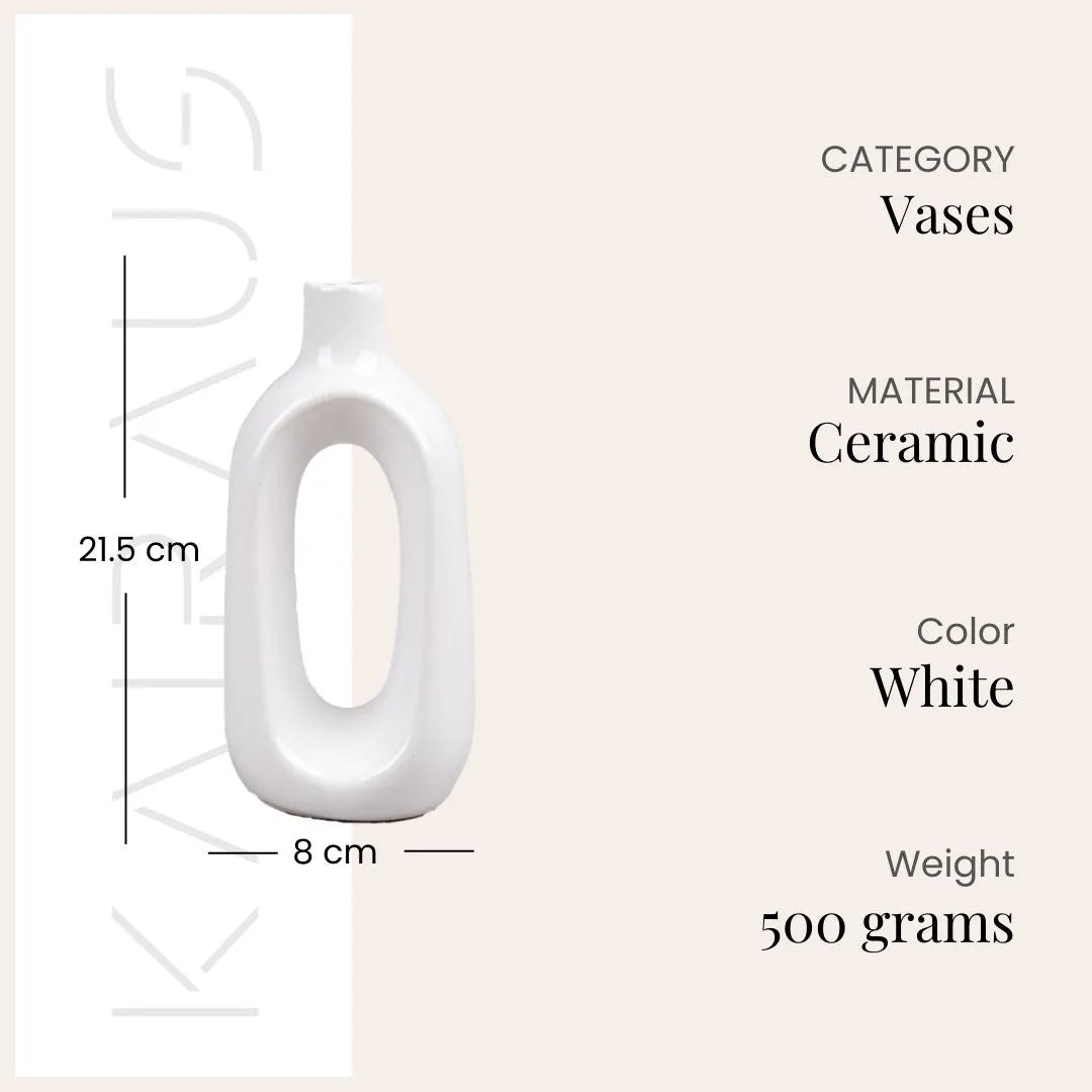 Decorative minimalist vase with a clean white finish