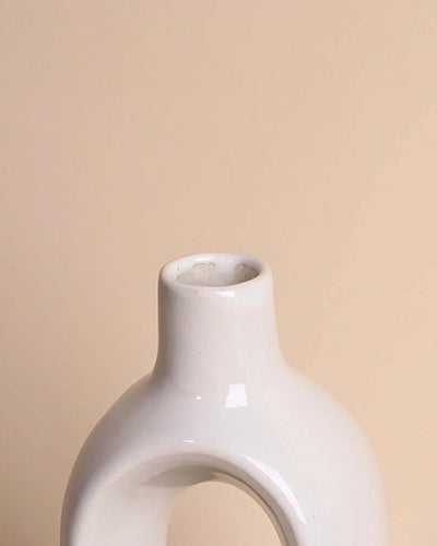 Modern white hollow vase for stylish interior decoration