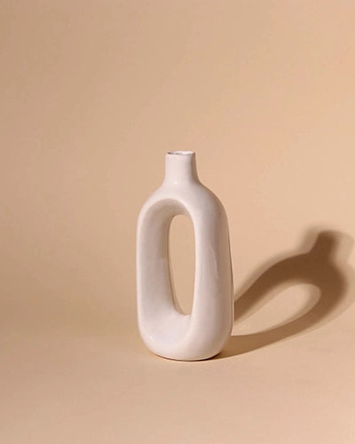 Minimalist white decorative vase for living room decor