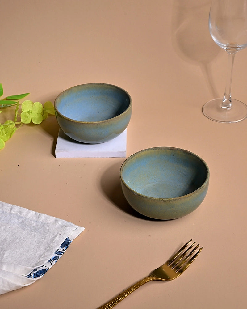 Mint green porcelain serving bowl set of 2