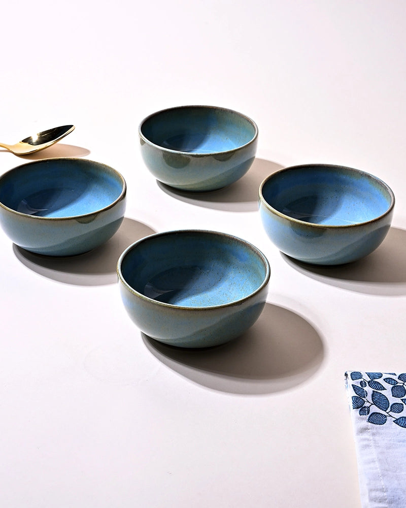 Mint green porcelain serving bowl set of 4