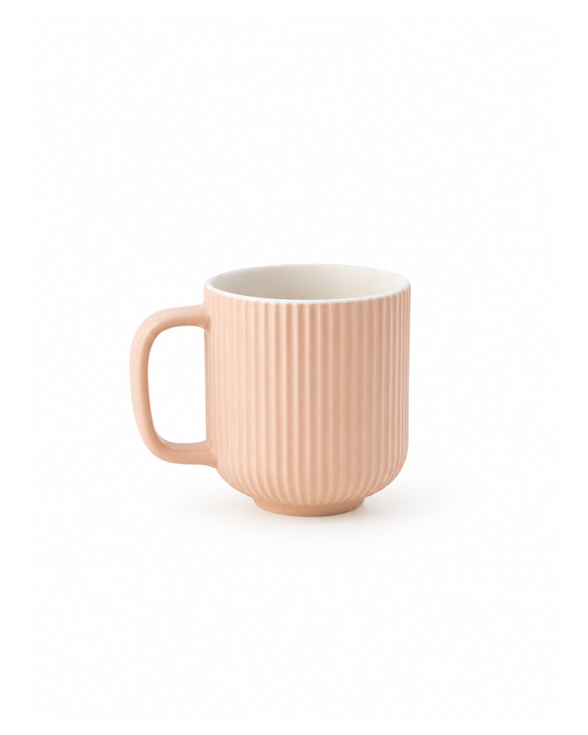 Misty Rose coffee mugs with textured ribbed design