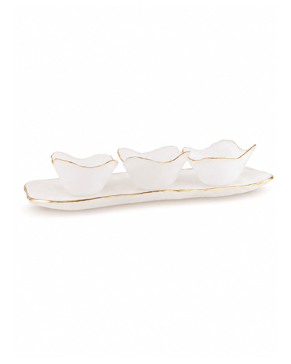 Monarch Real Gold Snack Bowl and Tray Set