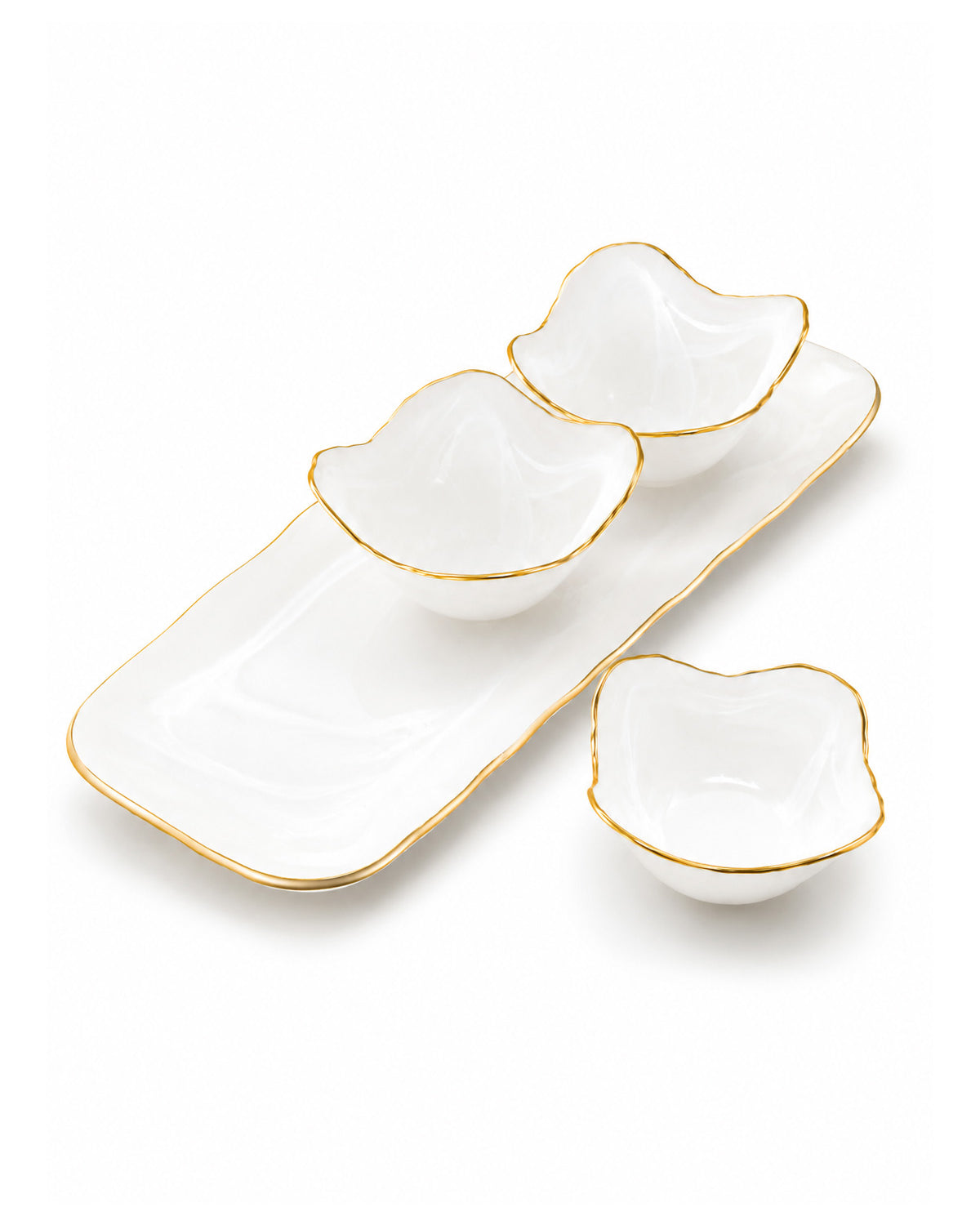 Real gold snack bowl and tray set