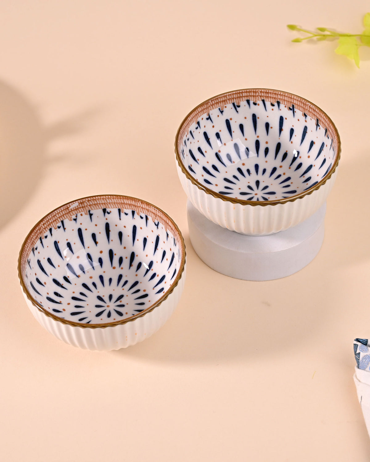 Set of 2 Monsoon Dreamscape porcelain bowls with intricate pattern