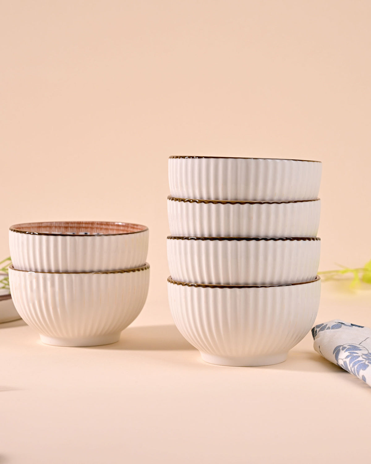 Monsoon Dreamscape decorative porcelain bowl set of six