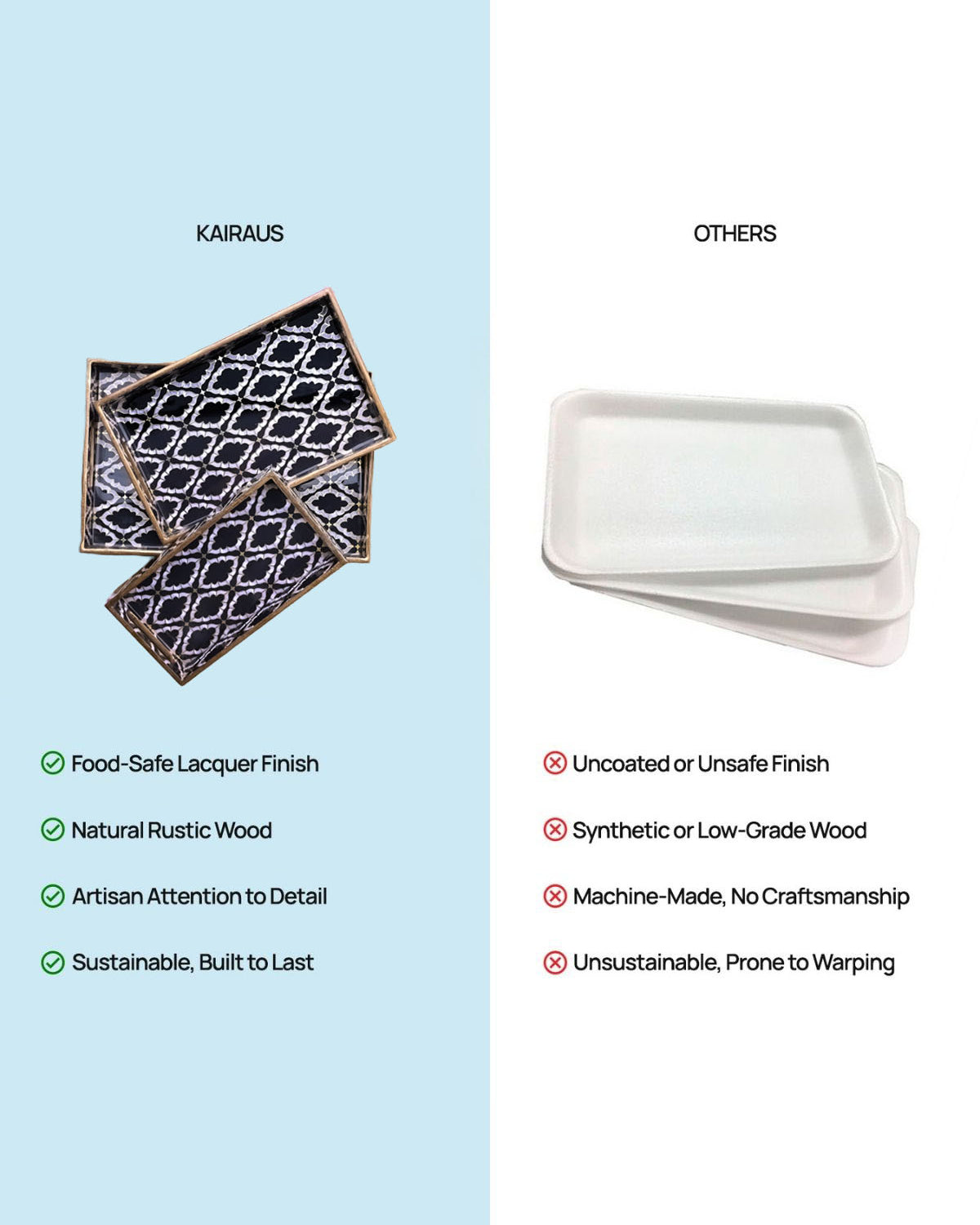 Moroccan Black & White Serving Tray Sets