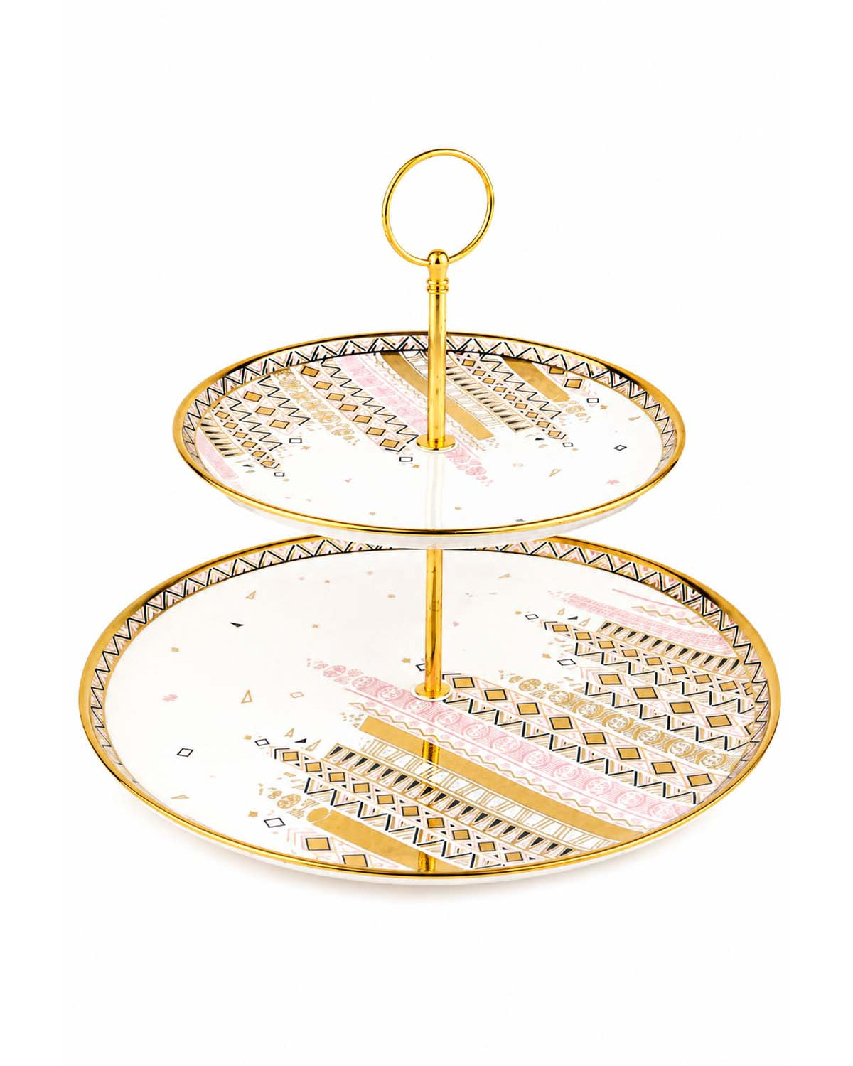 Mosaic-Royal real gold 2-tier serving stand