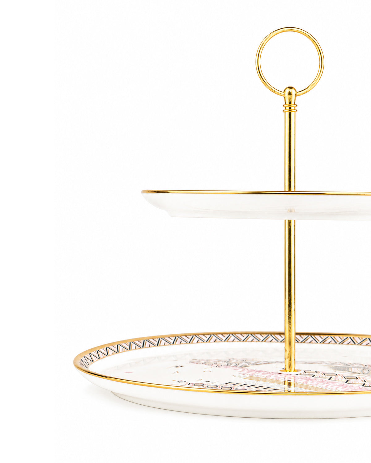 Mosaic-Royal real gold serving stand with two tiers