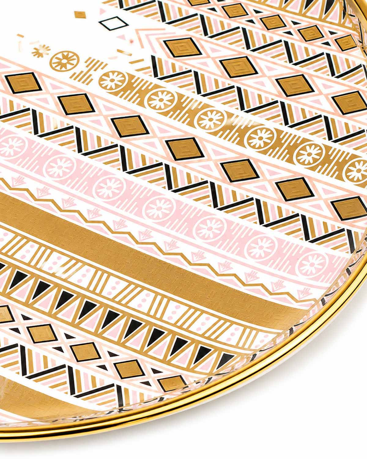 Mosaic-Royal decorative real gold serving stand