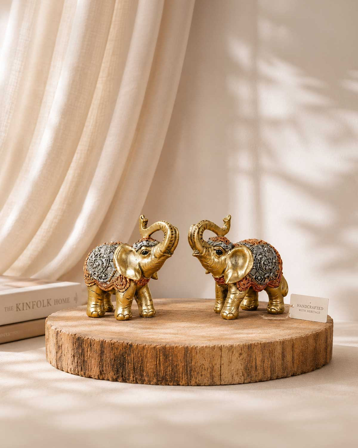 Mudita joyful elephants figurine set of 2