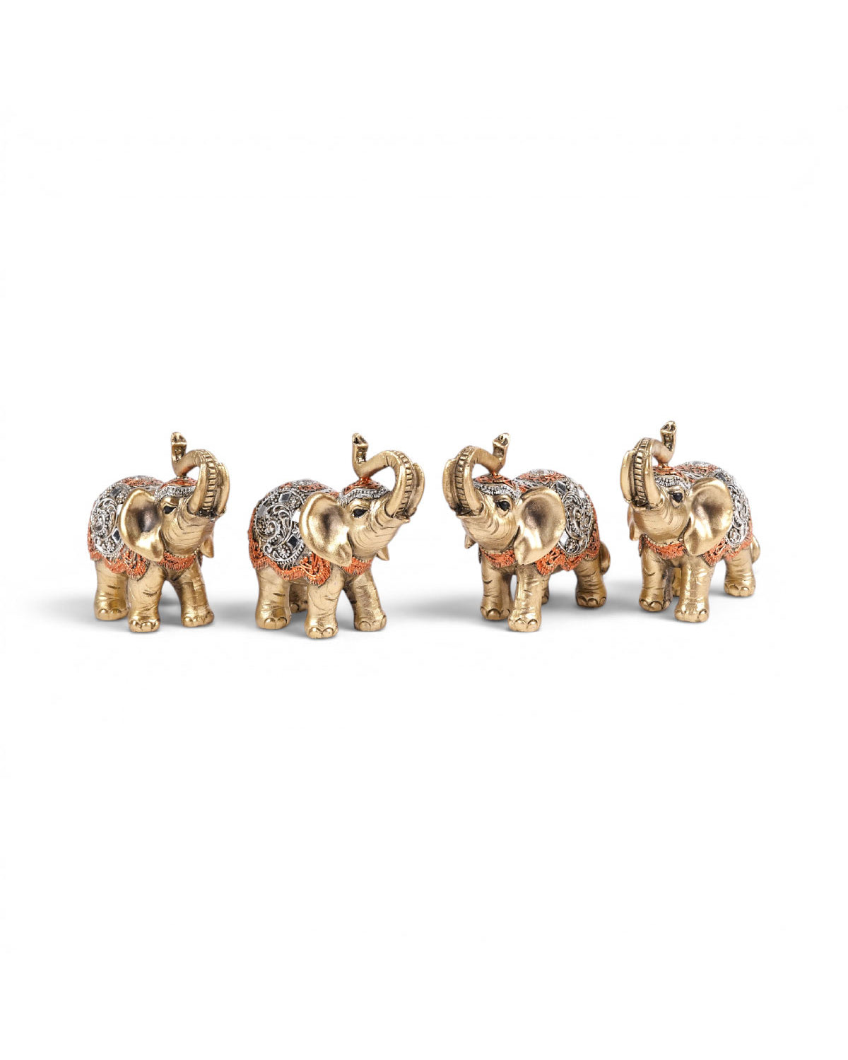 Decorative joyful elephants figurine pair by Mudita