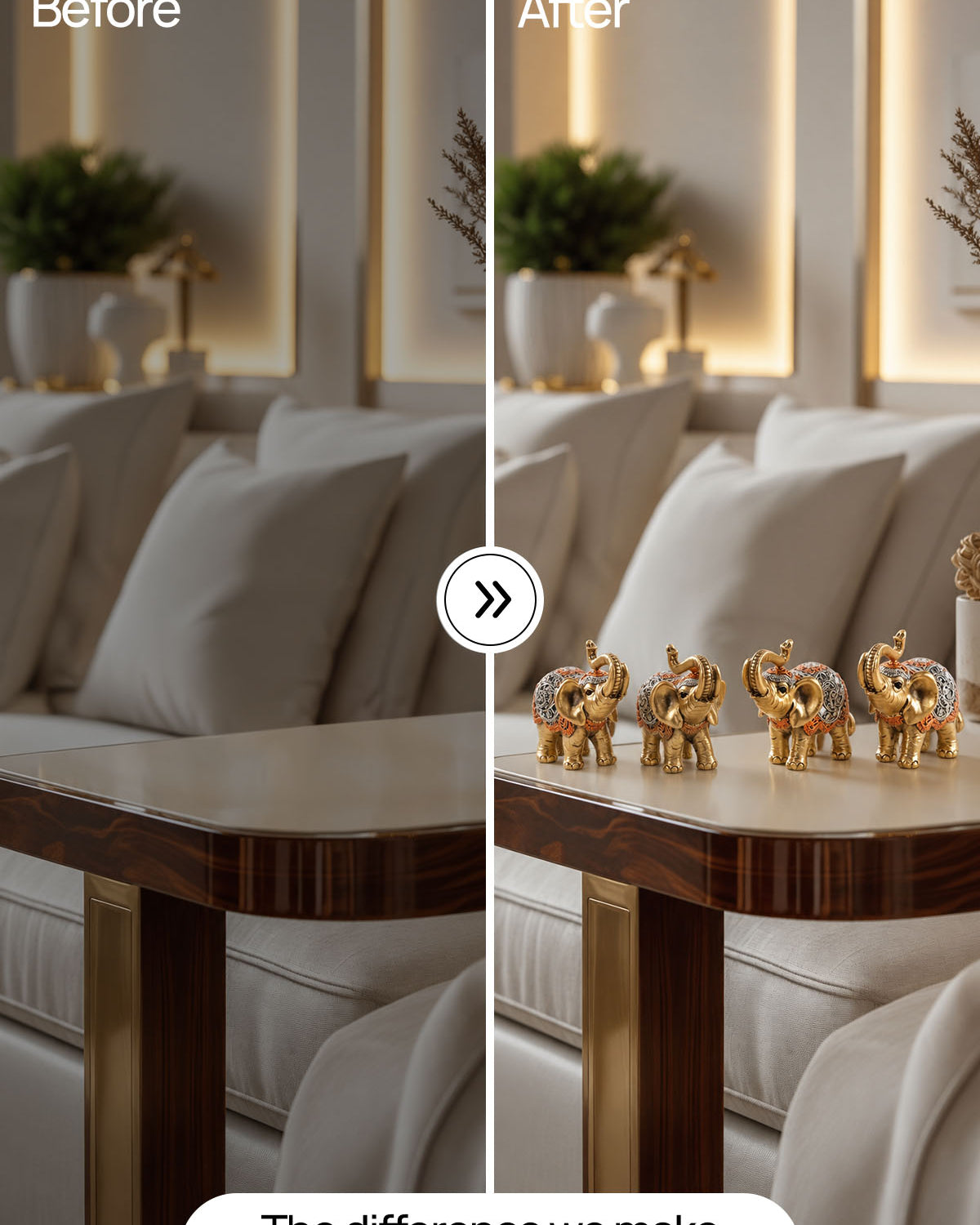 Set of 2 elephant statues adding charm to home interiors