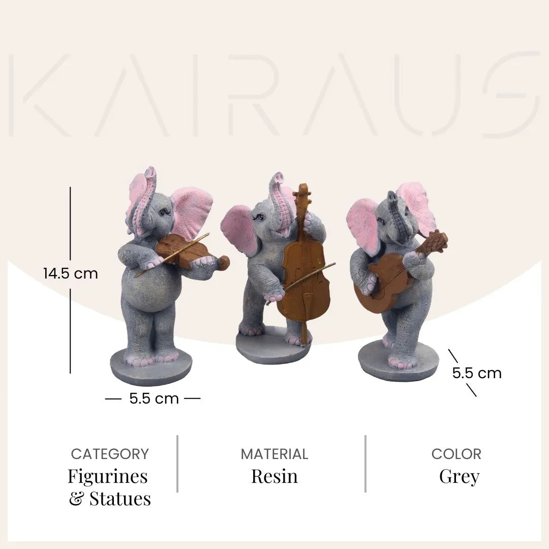Musical Elephant Trio decorative statues for living room