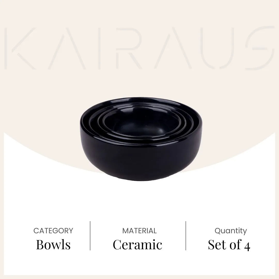 Mystique black bowls for dining table