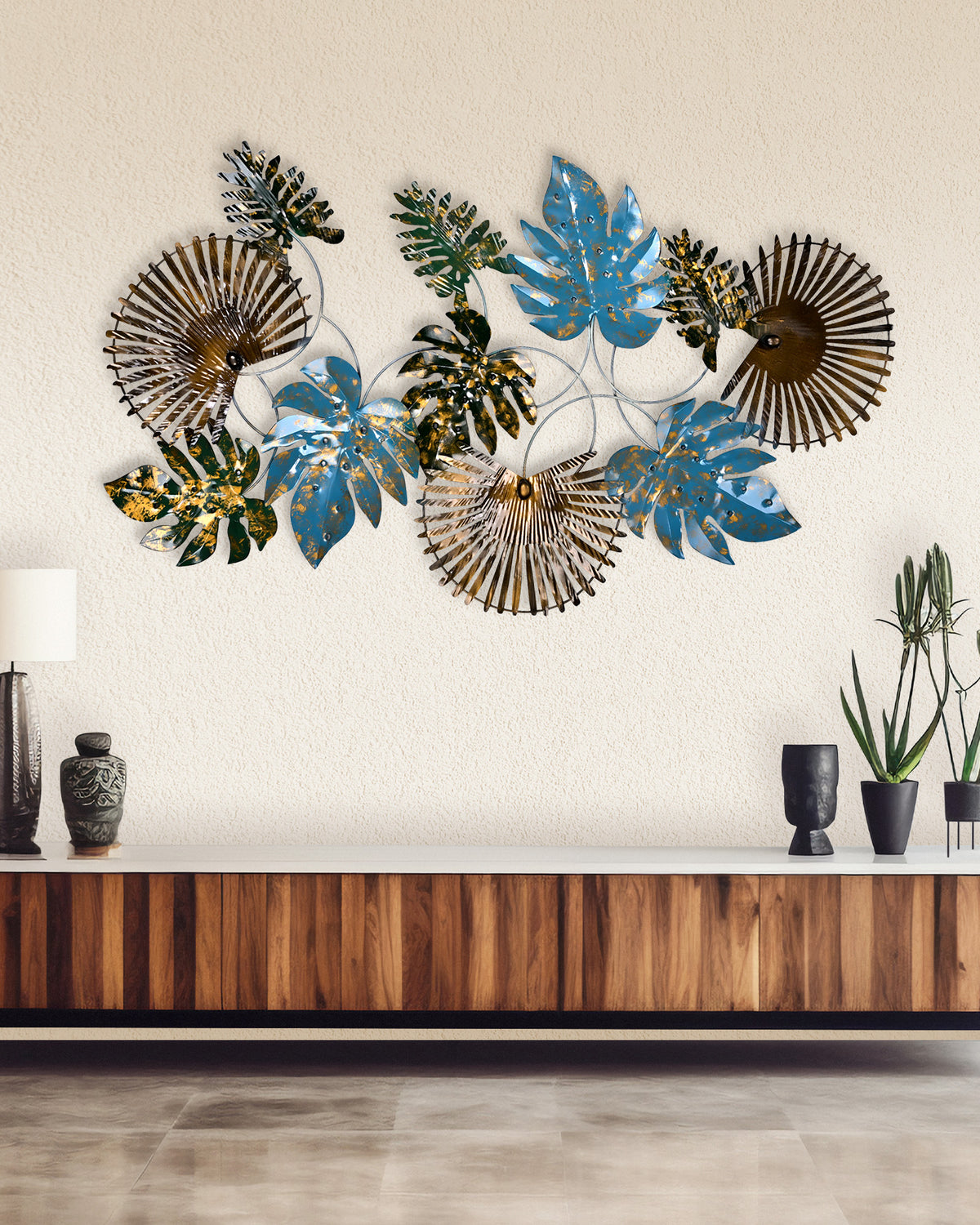 Nature's Elegance metal wall art with intricate botanical design