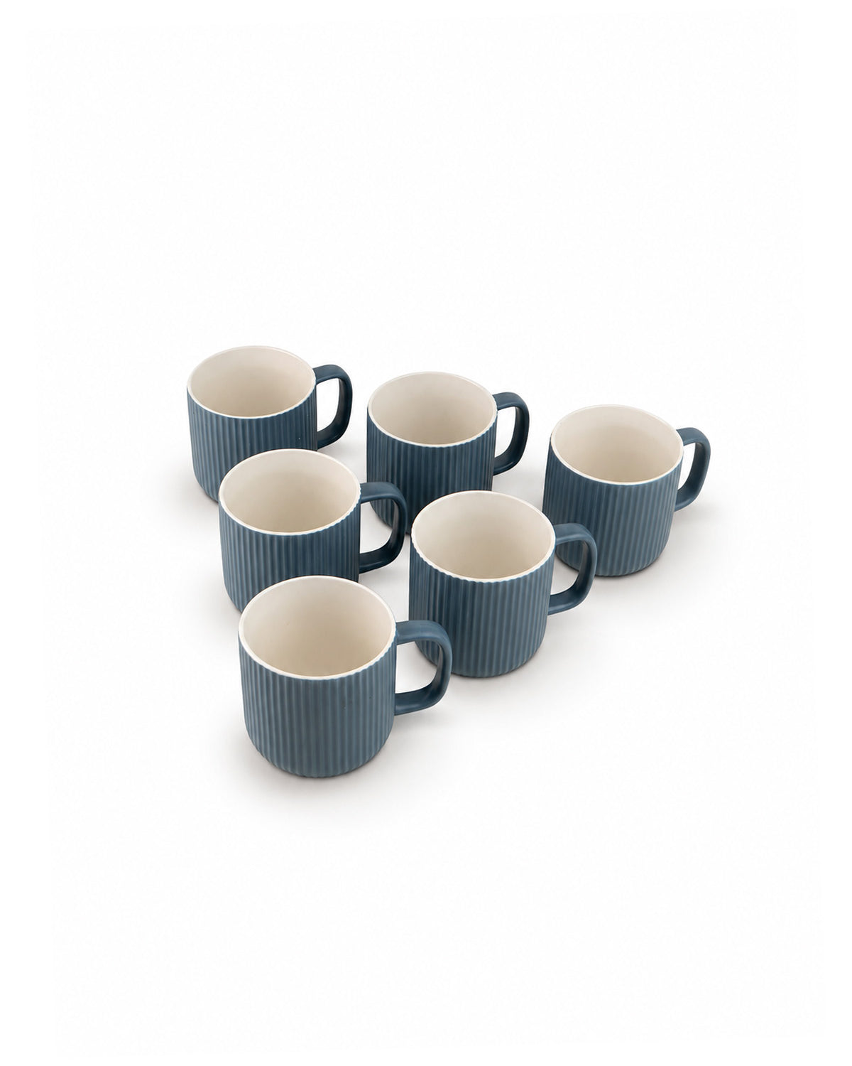 Set of six Oceanic Ribbed New Bone China coffee mugs