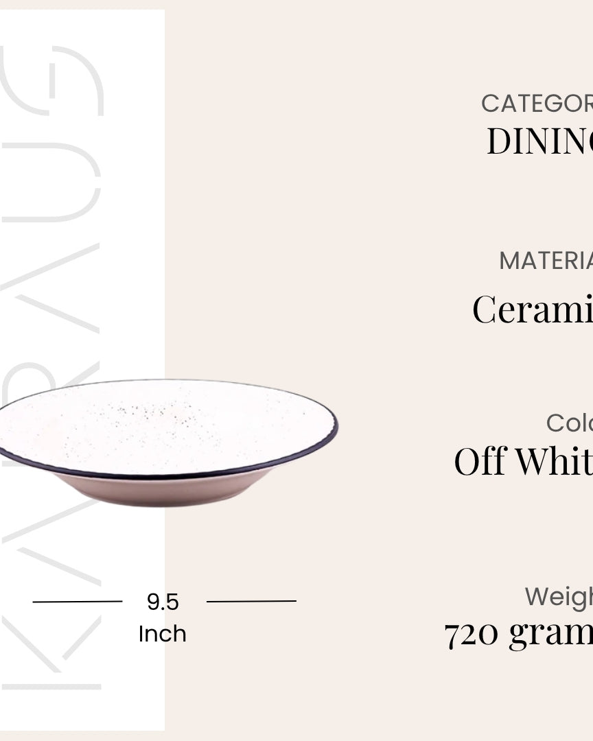 9.5 inch off-white and black ceramic plate set