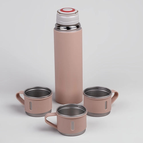 Stainless steel thermos flask set for travel and everyday use