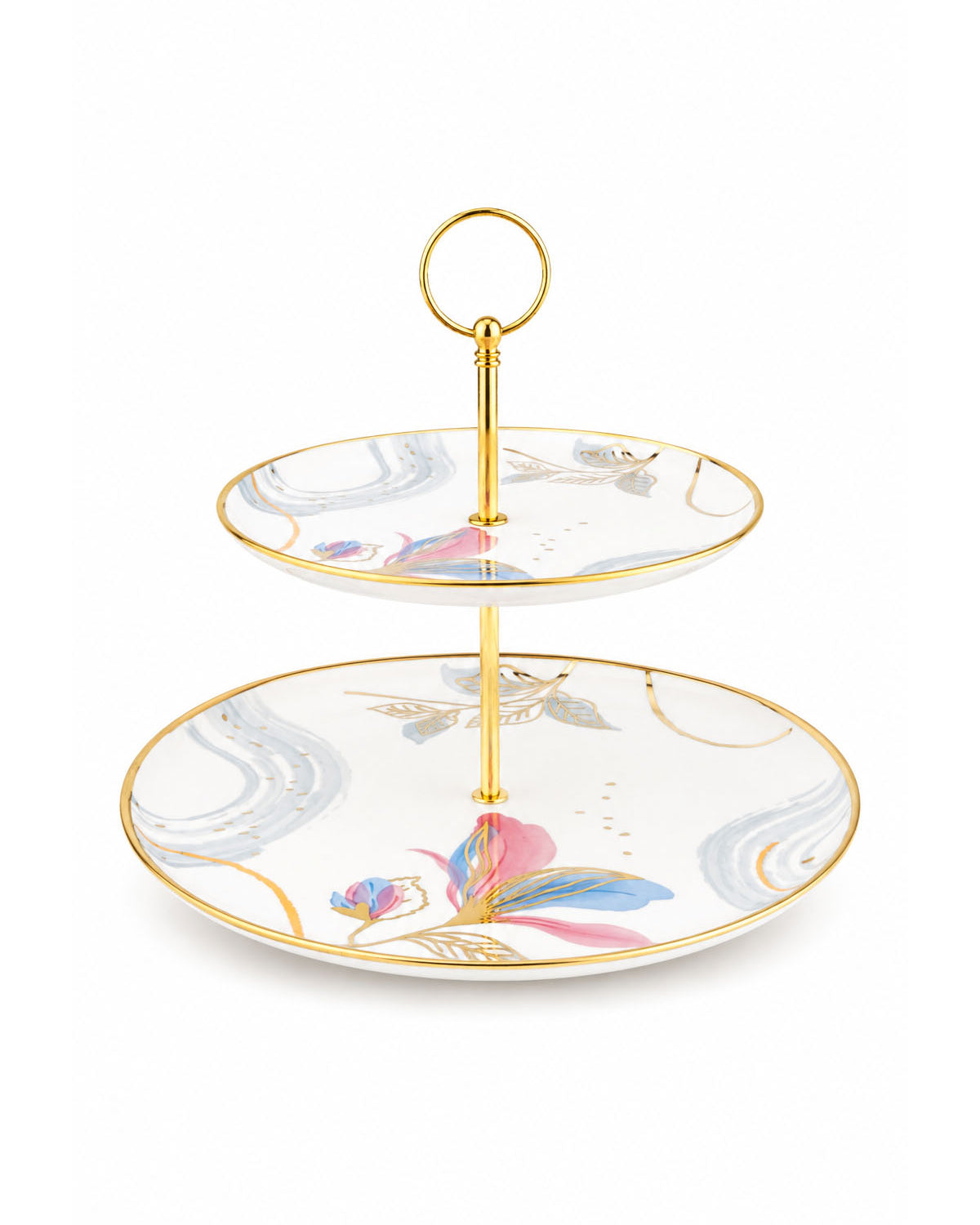 Orchid Whispers real gold 2-tier serving stand