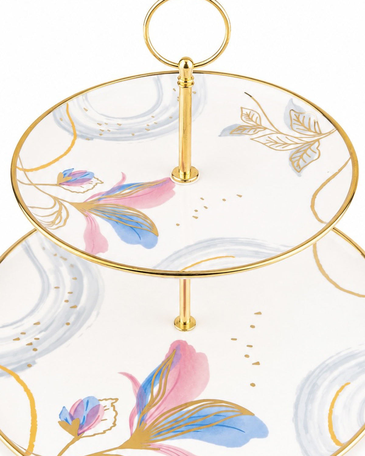 Orchid Whispers real gold serving stand with two tiers