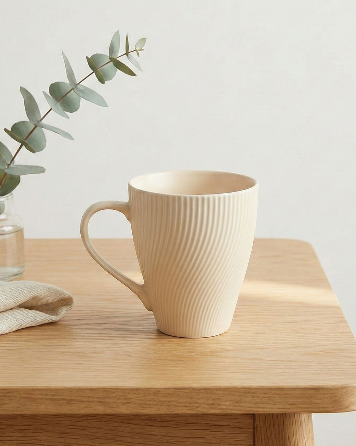 Elegant pale peach bone china coffee mug set