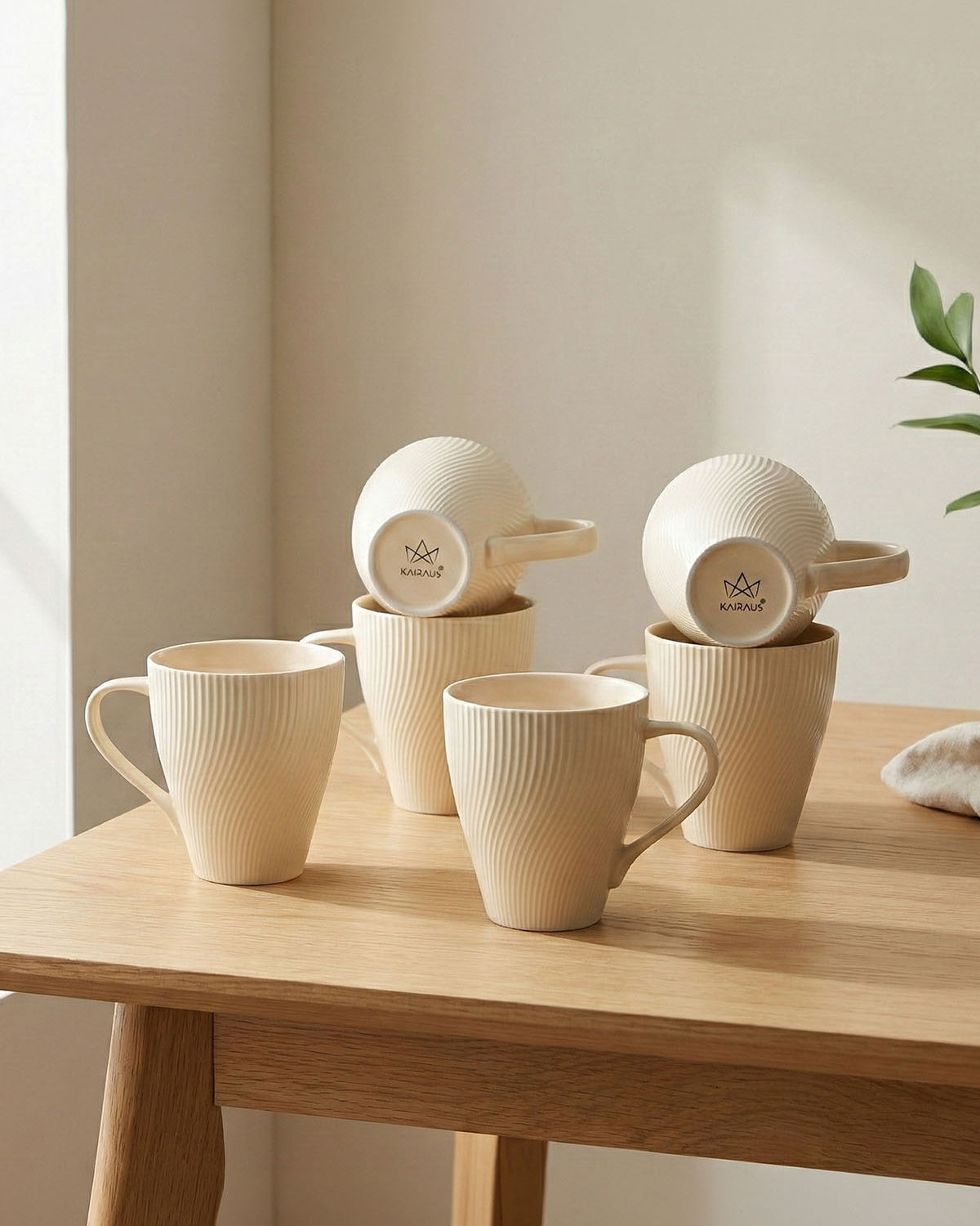 Pale Peach Unique New Bone China coffee mug set of 6