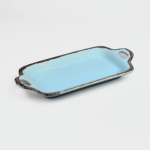 Pastel blue platter for appetizers and snacks