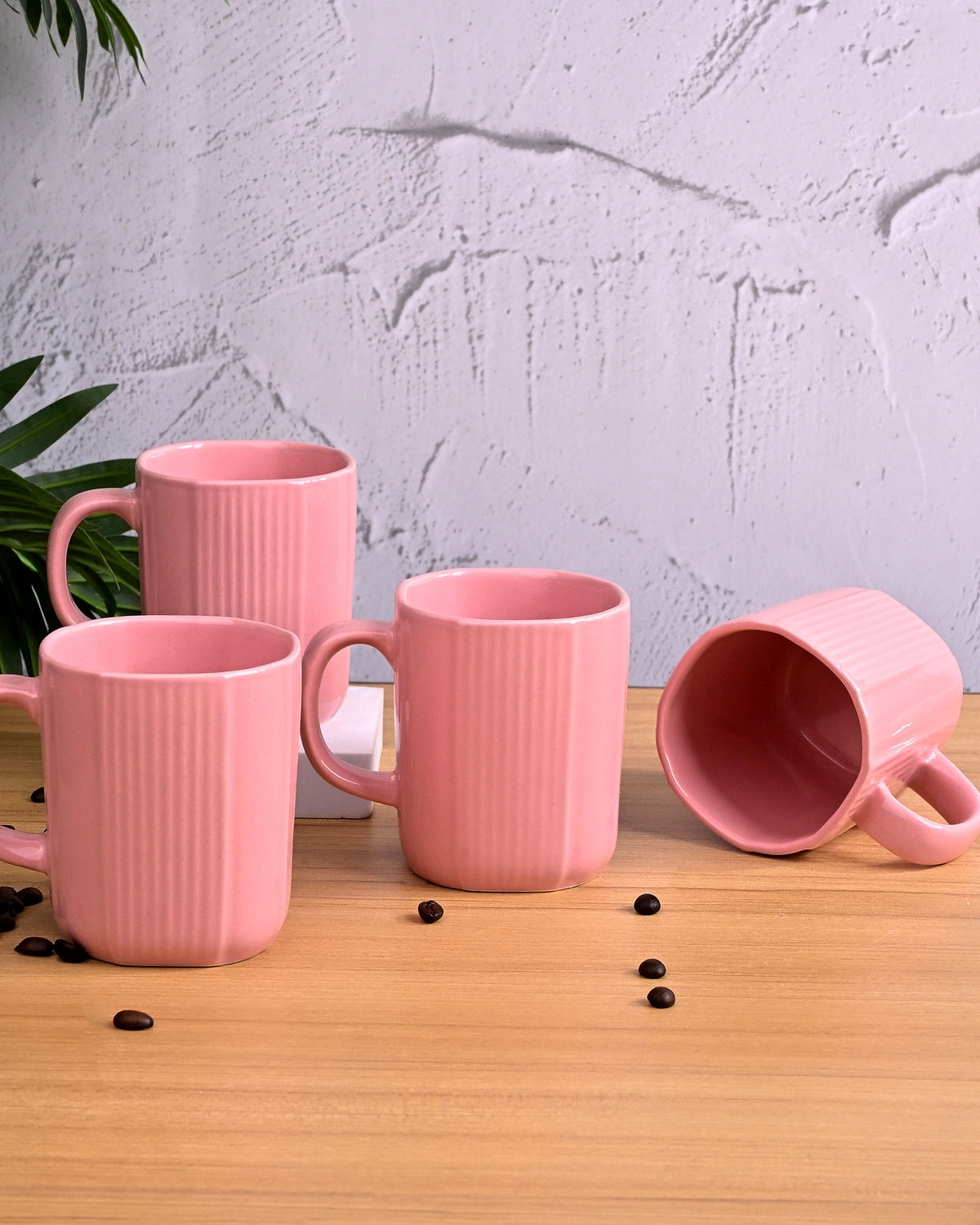 Pastel pink premium coffee mugs set of 4