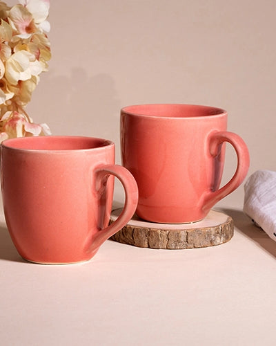 Peach Blossom Ceramic Tea Cups Set of 2