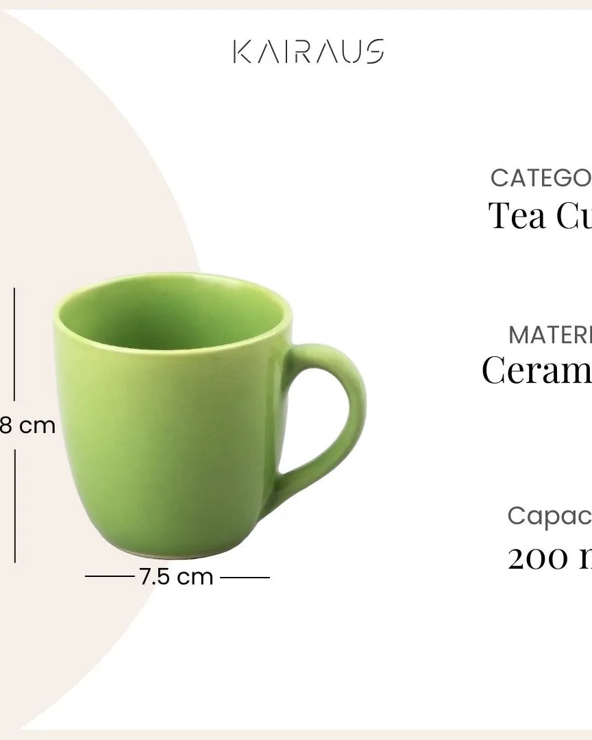 Glossy Pear Green Ceramic Cups for Tea and Coffee