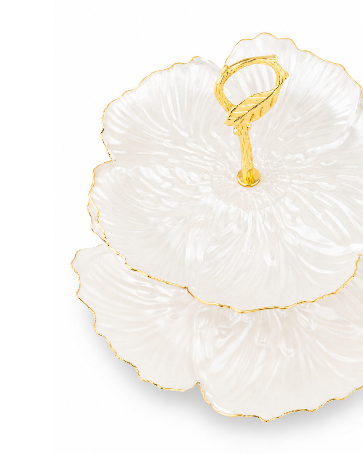 Real gold two-tier serving stand
