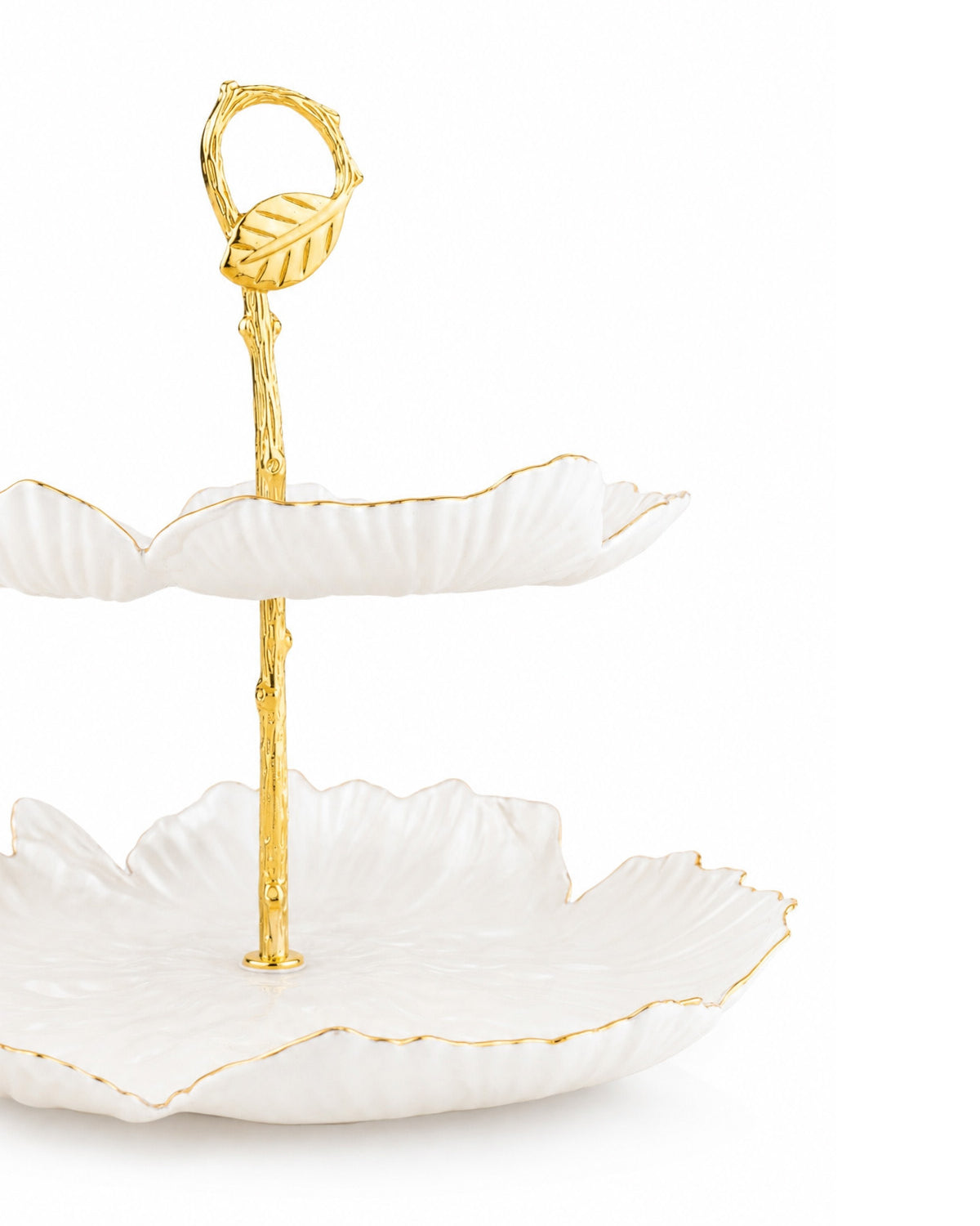 Gold two-tier food serving stand