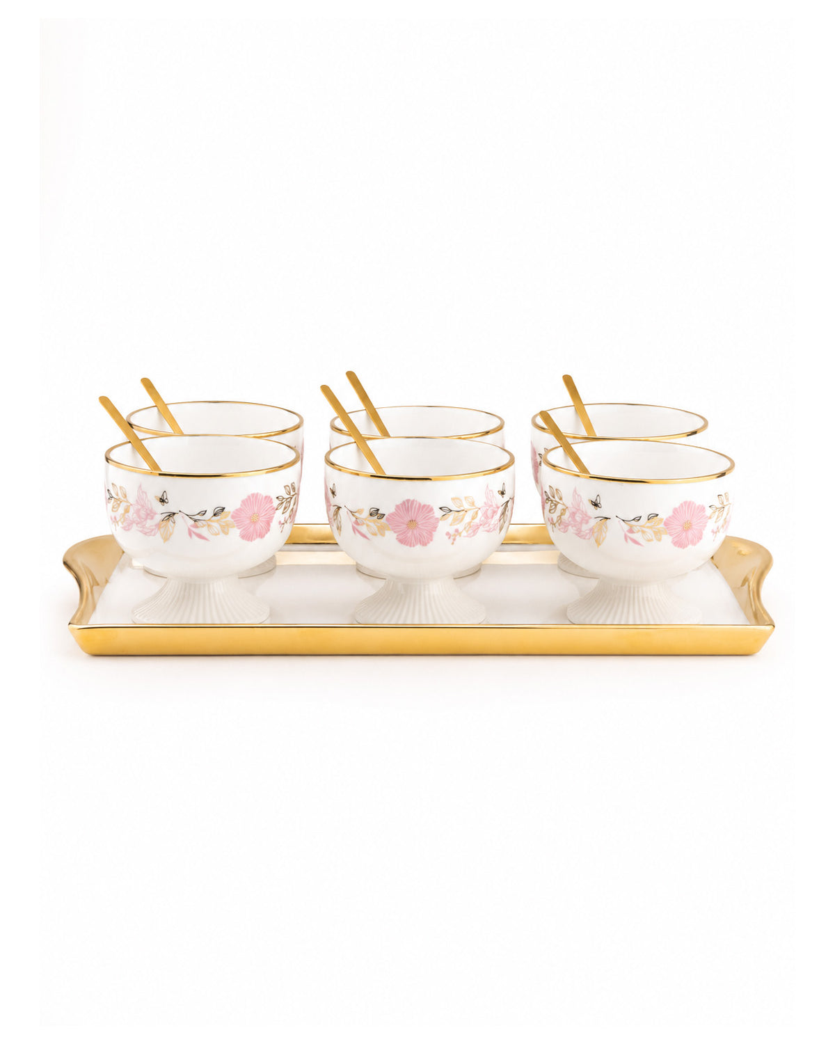 Pink Petal elegant gold dessert bowl set