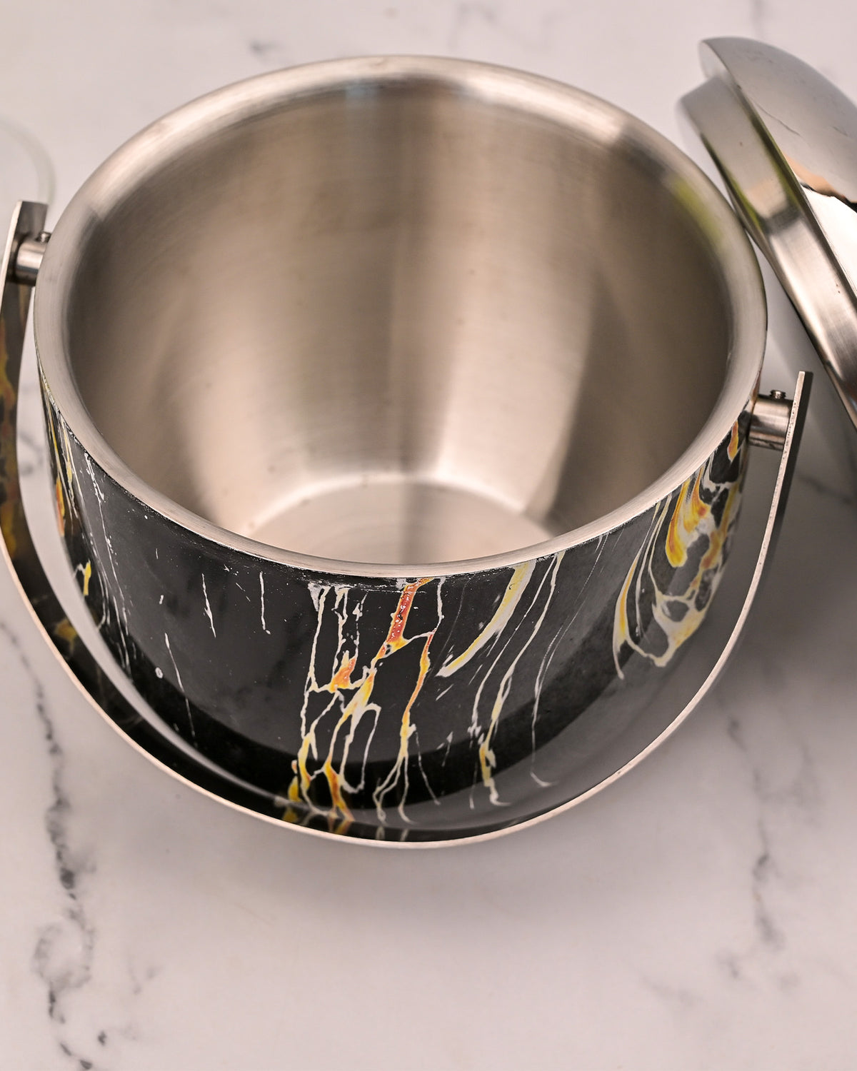 Close-Up of Premium Stainless Steel Ice Bucket Surface Details