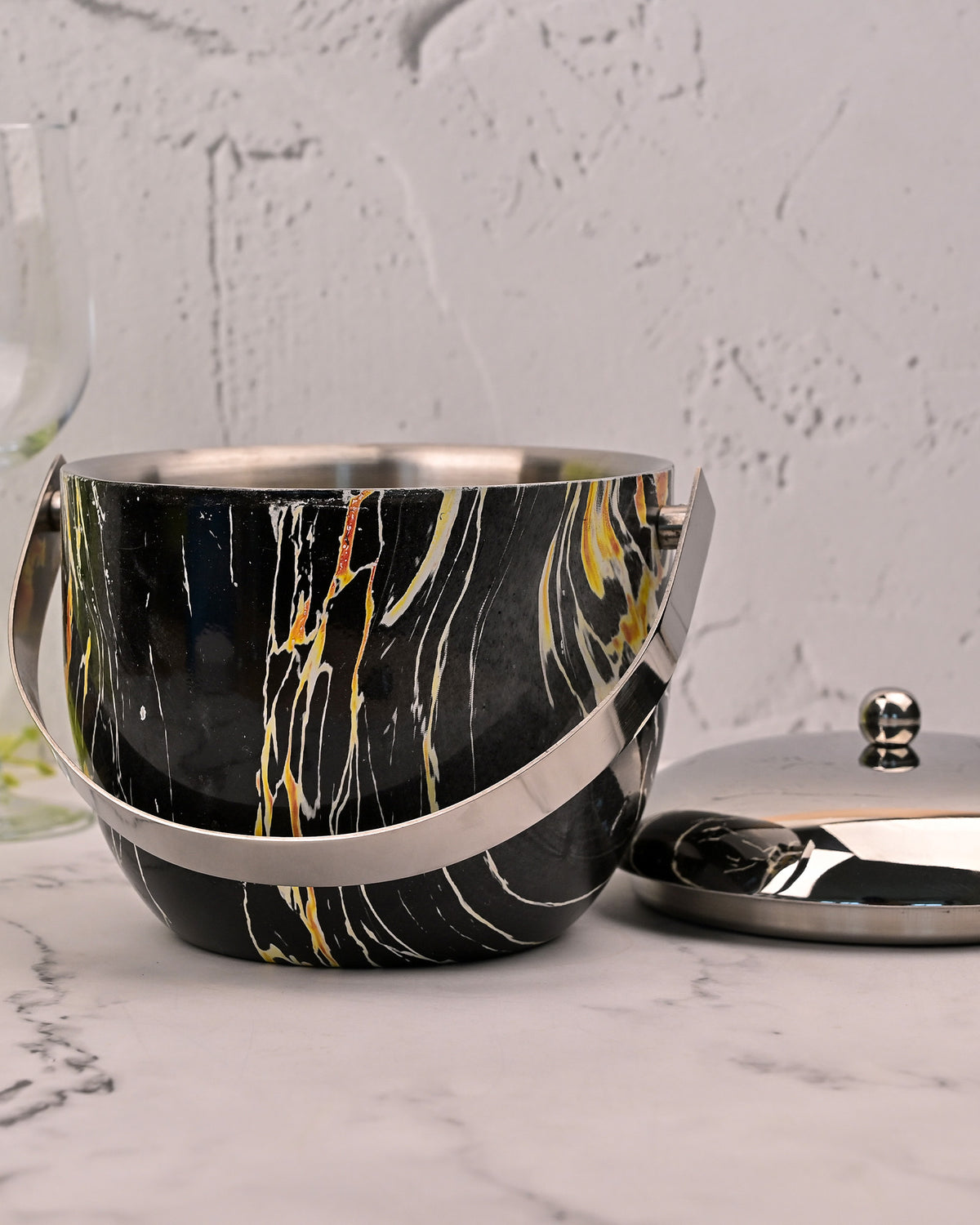Premium Stainless Steel Ice Bucket Styled for a Home Bar