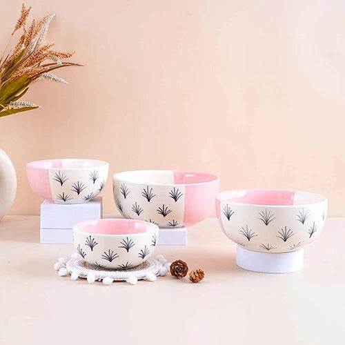 Four-piece blush pink bowl set