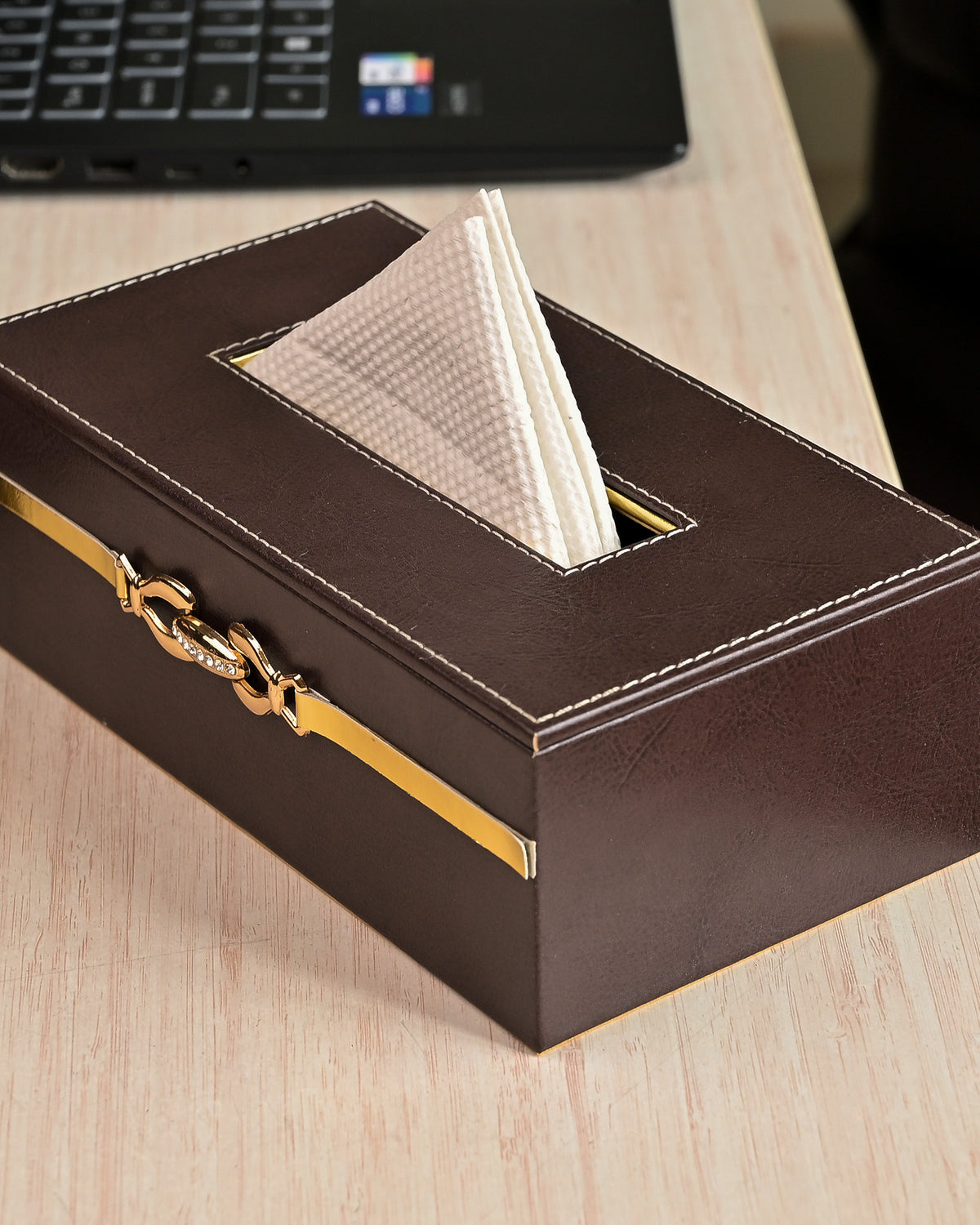 Maroon leather office organiser set for stationery and accessories