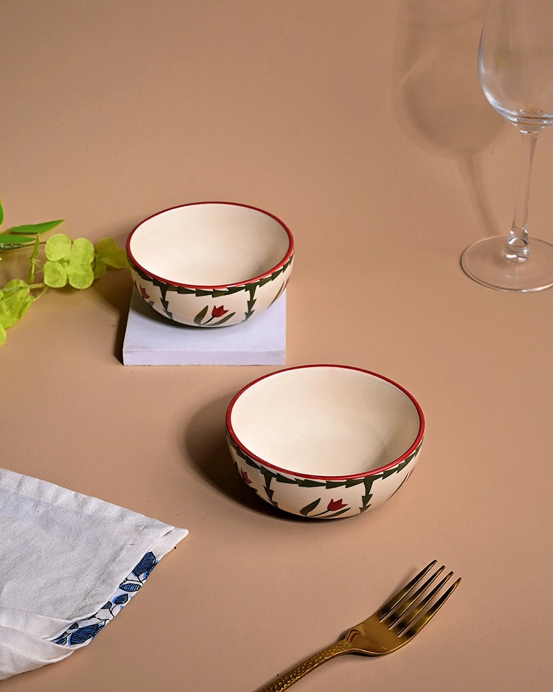 Premium tropical print ceramic bowl set of 2