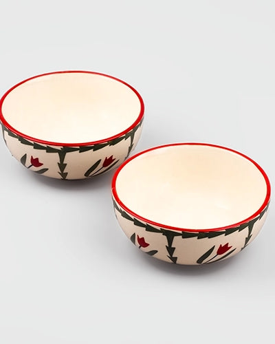 Elegant tropical print ceramic serving bowl set
