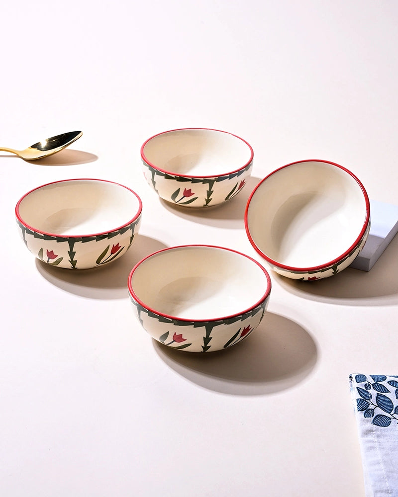 Decorative tropical print ceramic bowls