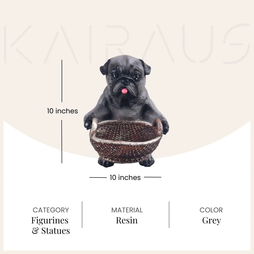 Adorable puppy basket figurine with charming details